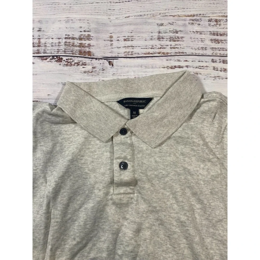 Banana Republic Gray Polo Shirt Men's Medium Collared Short Sleeve Pullover